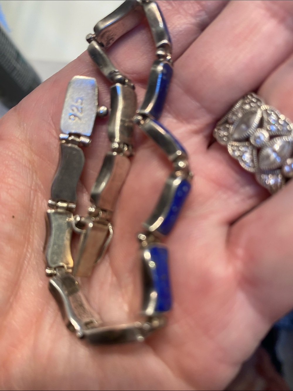 Vintage sterling silver lapis bracelet Excellent - Picture 7 of 7
